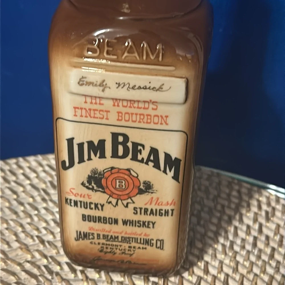 Vintage 1977 Ceramic Collectible Jim Beam Bourbon Bottle 9.5”